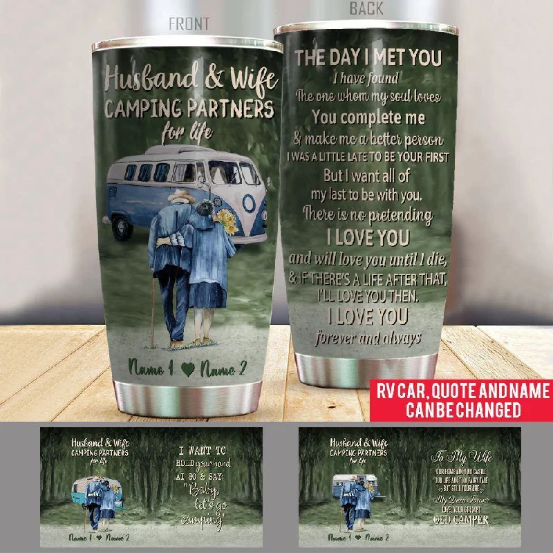 Camping Custom Tumbler I Love You Forever And Always Husband And Wife Couple Camping Personalized Gift