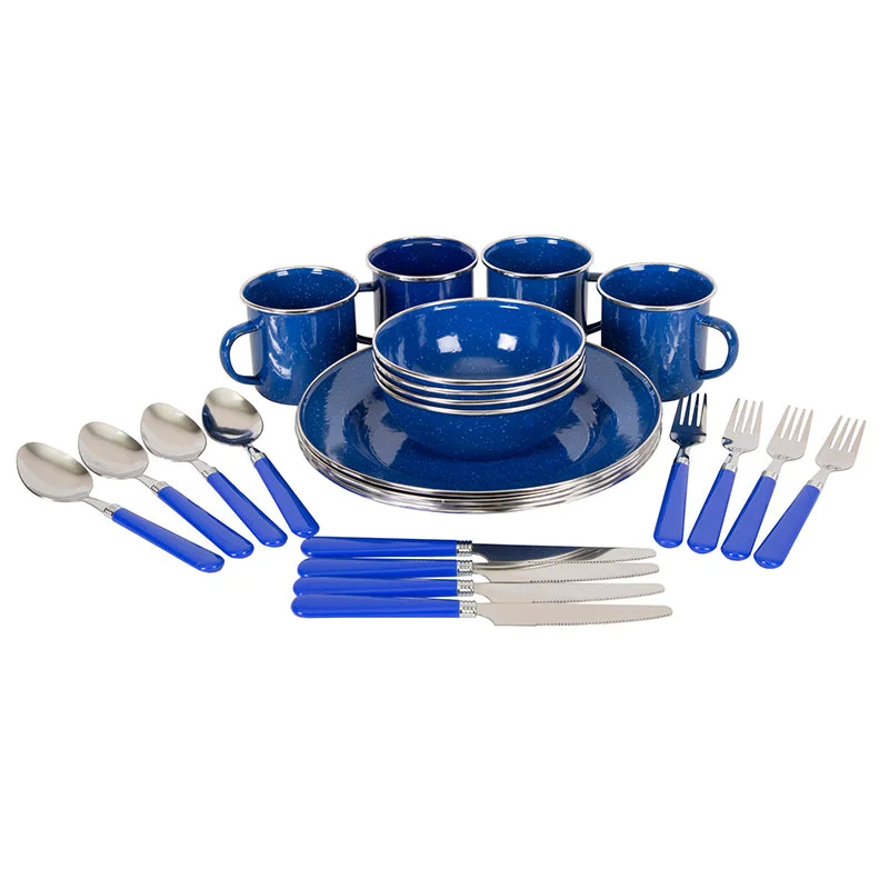 Stansport Deluxe 24-Piece Enamel Camping Tableware Set*