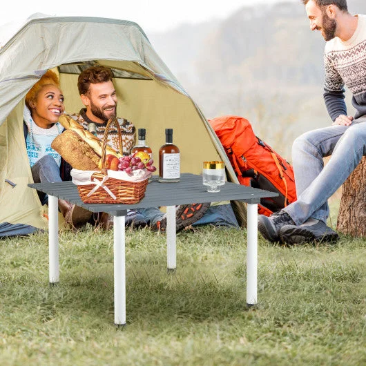 Folding Outdoor Camping Table with Carrying Bag for Picnics and Party-Gray