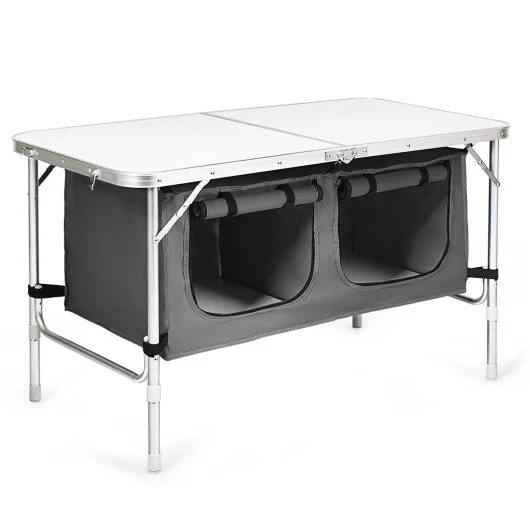 Height Adjustable Folding Camping  Table-Gray