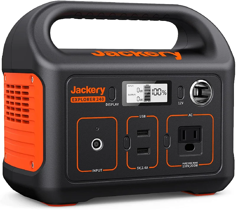 Jackery Portable Power Station Explorer 240, 240Wh Backup Lithium Battery, 110V/200W Pure Sine Wave AC Outlet, Solar Generator (Solar Panel Not Included) for Outdoors Camping Travel Hunting Emergency