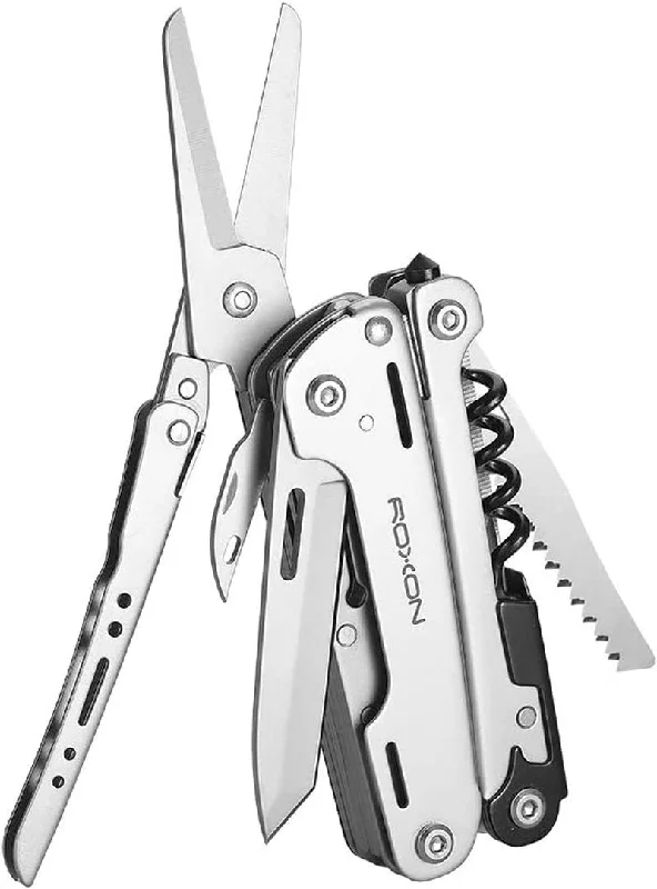 ROXON S801S STORM 16 in 1 Multitool Pliers EDC for Camping, Outdoor with Lockable Saw Blade with Nylon Case (S801S)